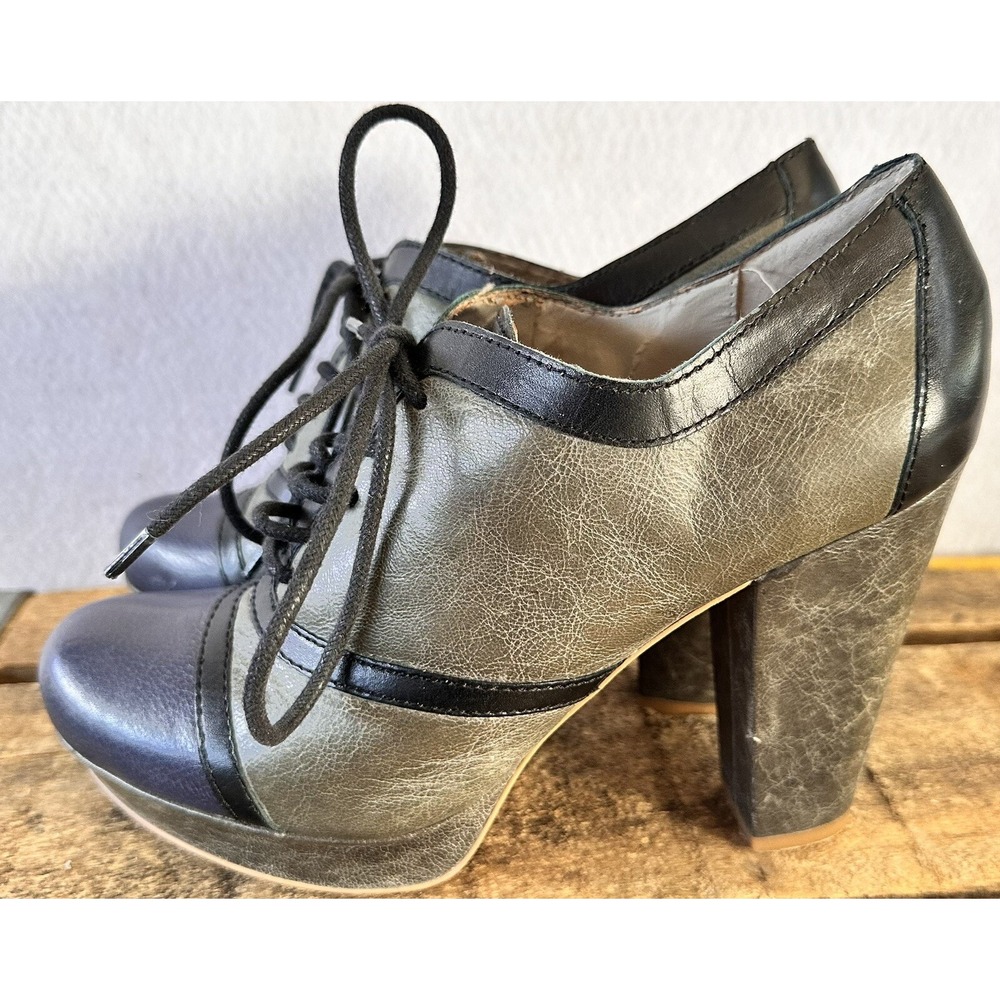 Hinge Rockabilly Heels Shoes Retro Women's 8.5 Gray & Blue Cosplay